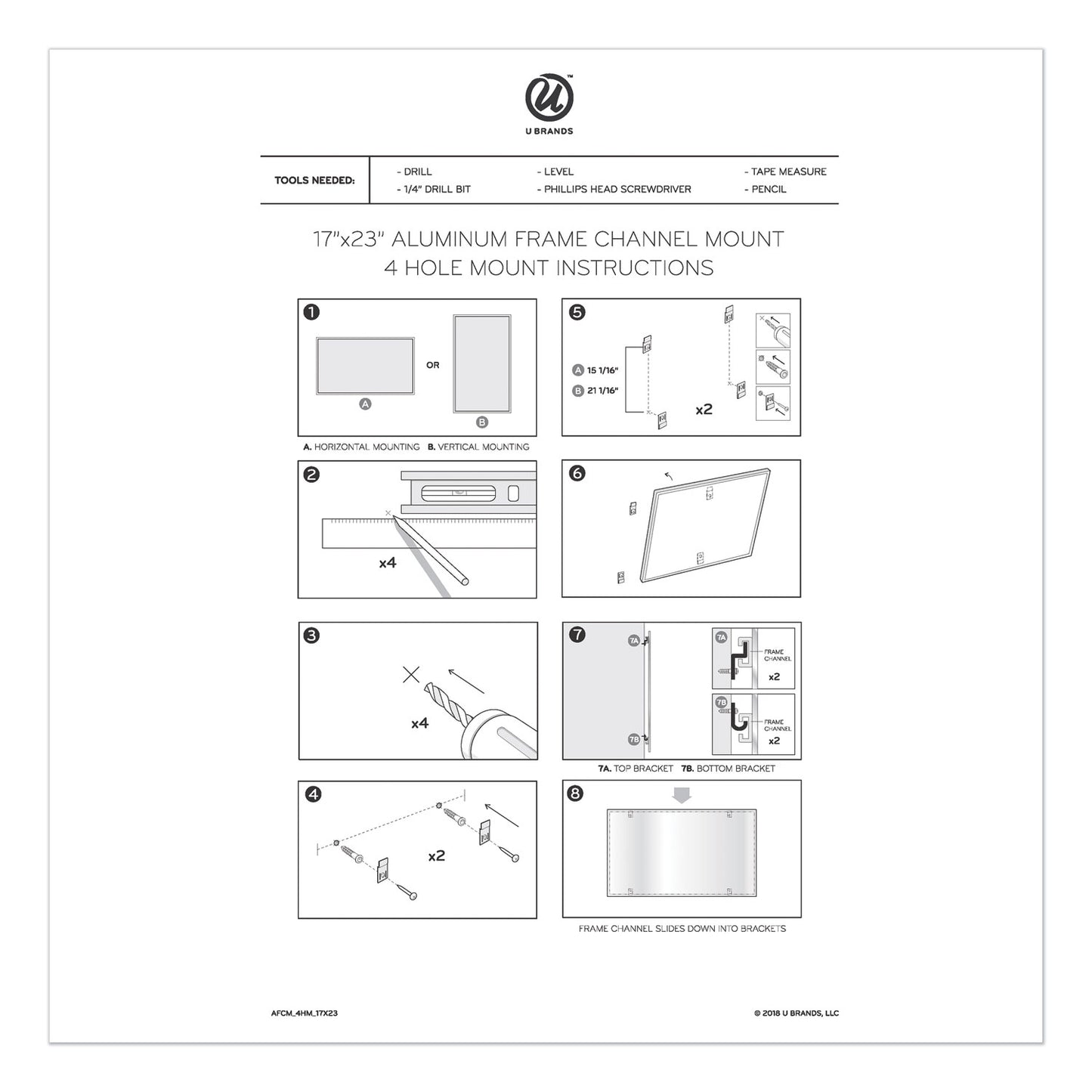 U Brands 4N1 Magnetic Dry Erase Combo Board, 23 x 17, Tan/White Surface, Silver Aluminum Frame (3890U0001)