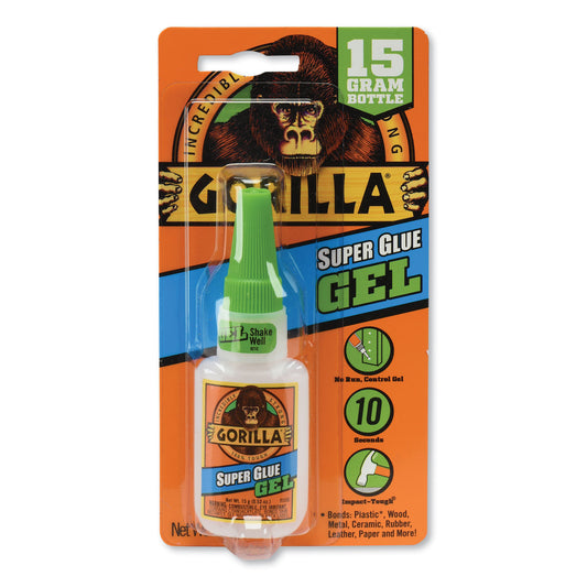 Gorilla Super Glue Gel, 0.53 oz, Dries Clear, 4/Carton (7807301CT)