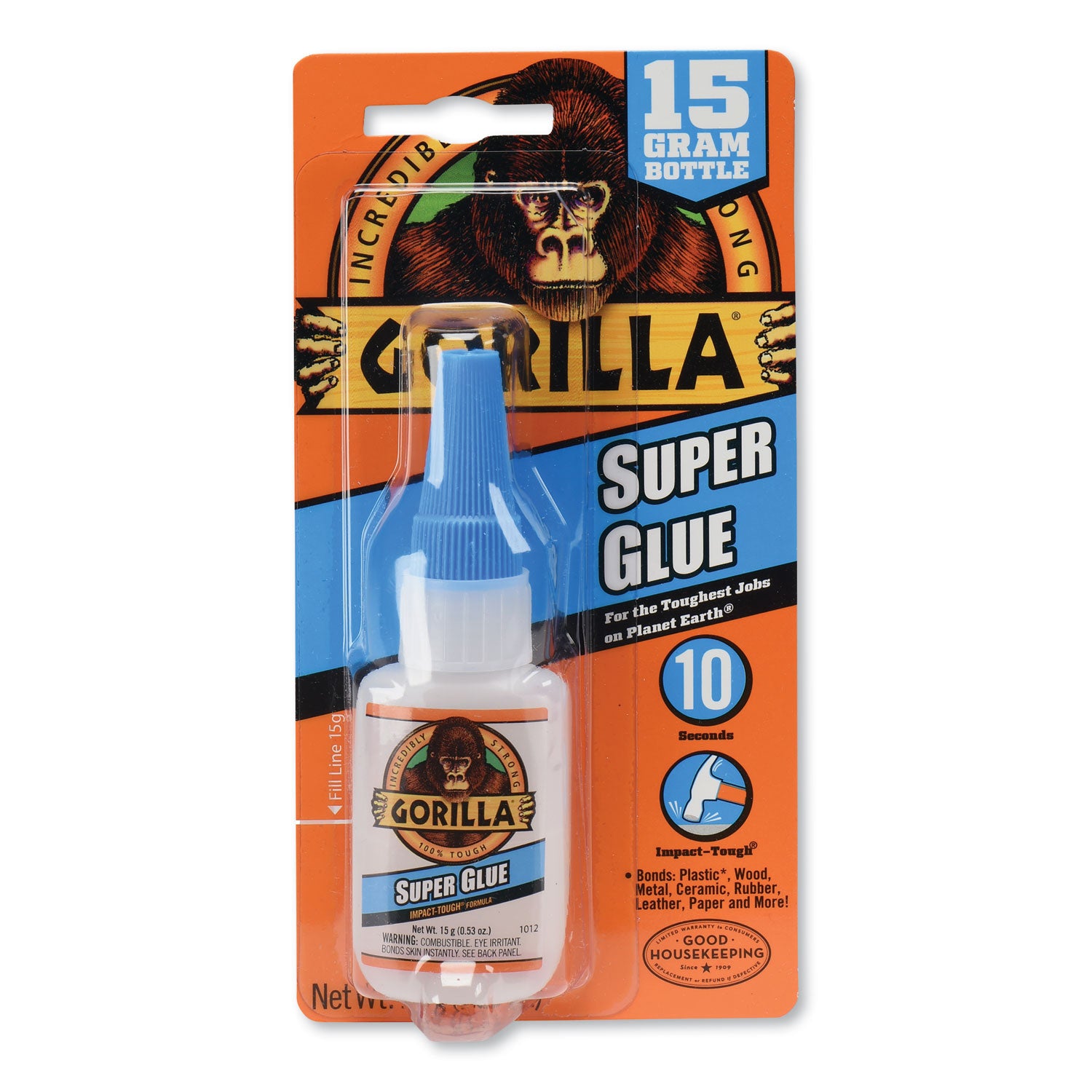 Gorilla Super Glue, 0.53 oz, Dries Clear, 4/Carton (7807101CT)