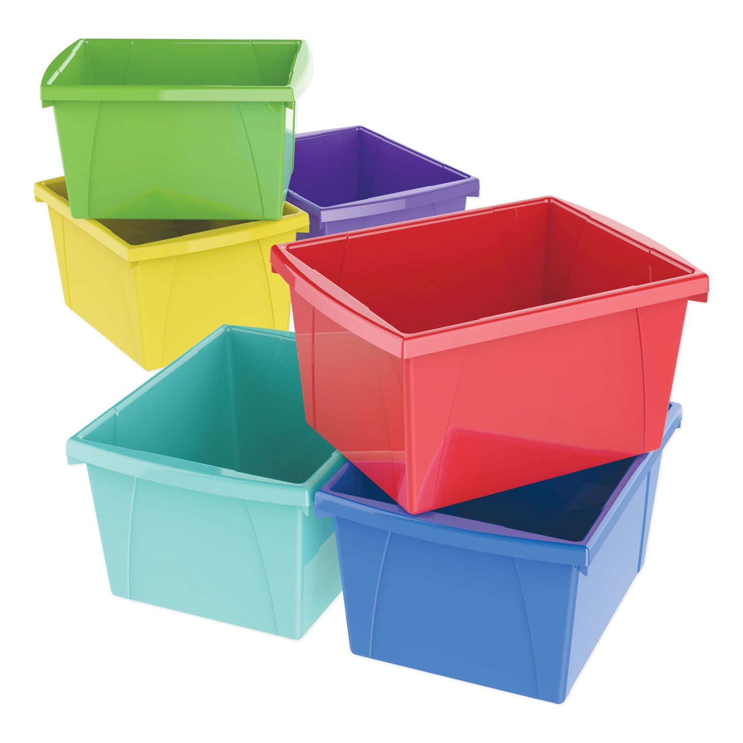 Storex Storage Bins, 4 gal, 10 x 12.63 x 7.75, Randomly Assorted Colors (61514U06C)