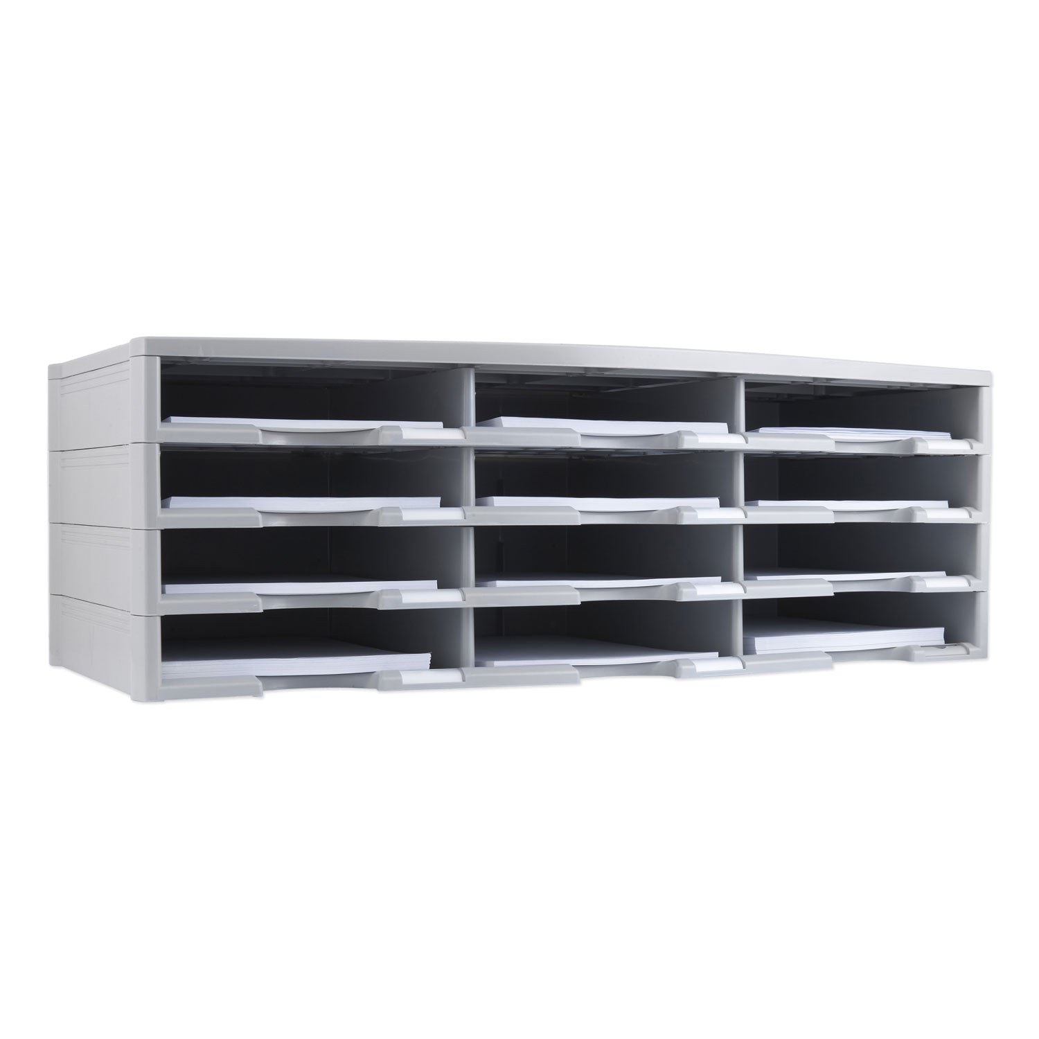 Storex Literature Organizer, 12 Compartments, 10.63 x 13.3 x 31.4, Gray (61601U01C)