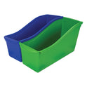 Storex Interlocking Book Bins with Clear Label Pouches, 4.75" x 12.63" x 7", Assorted Colors, 5/Pack (70105U06C)