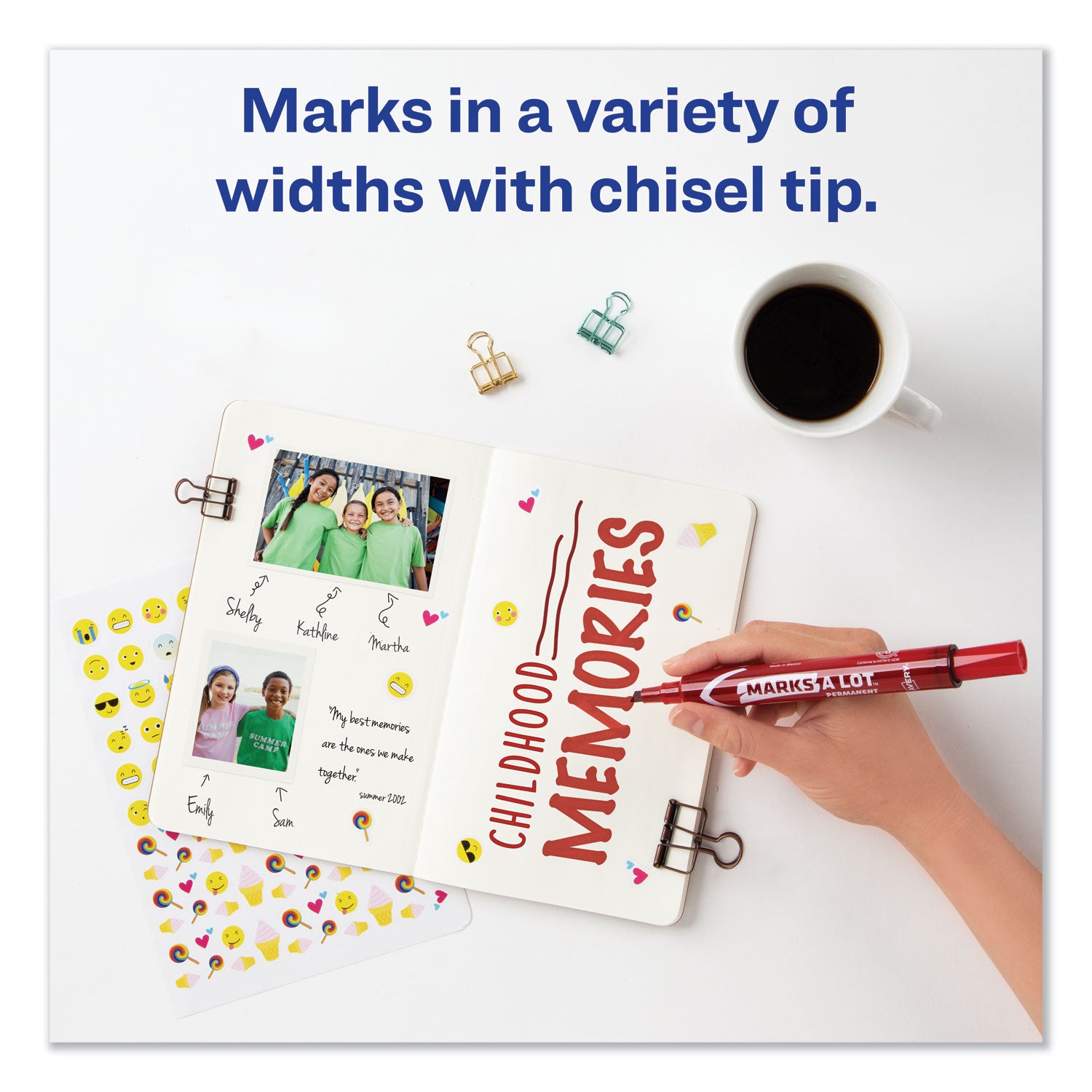 Avery MARKS A LOT Large Desk-Style Permanent Marker, Broad Chisel Tip, Red, Dozen (8887) (08887)