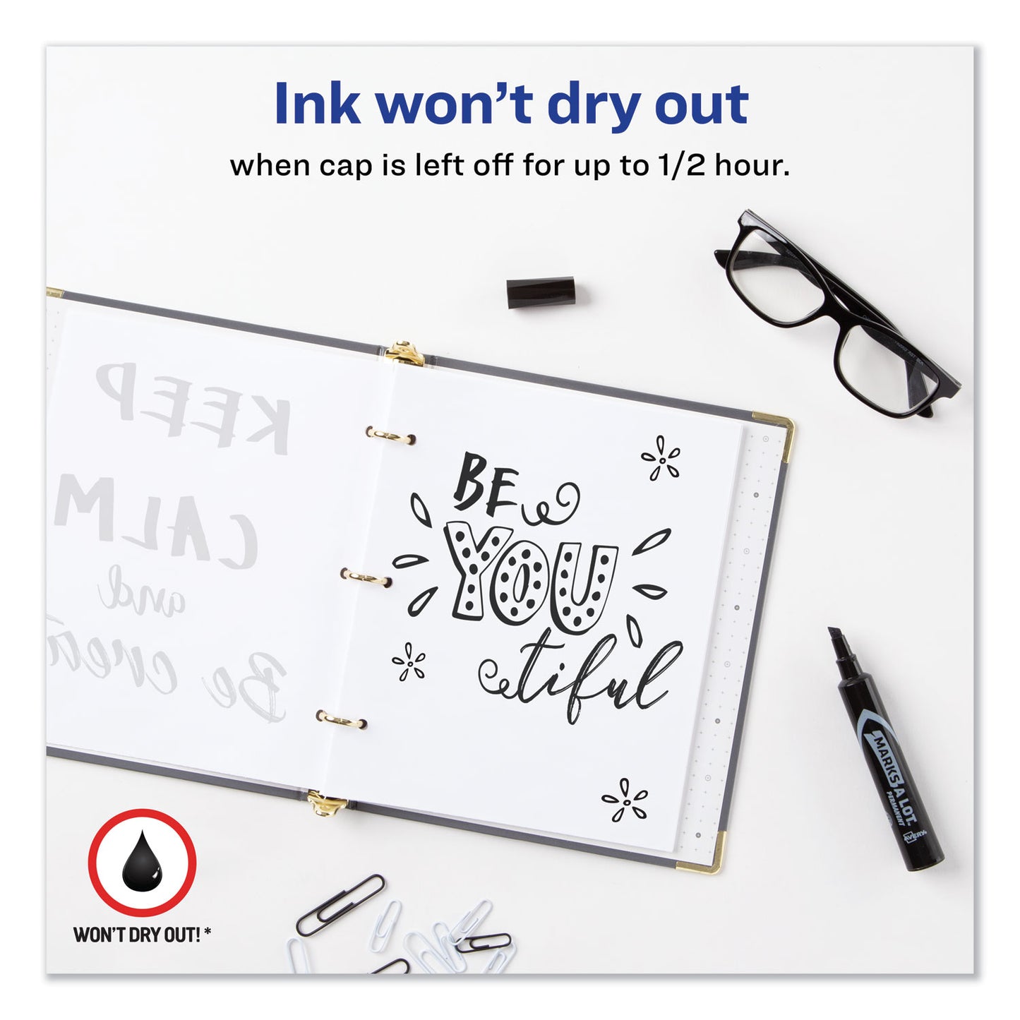 Avery MARKS A LOT Regular Desk-Style Permanent Marker, Broad Chisel Tip, Black, Dozen (7888) (07888)