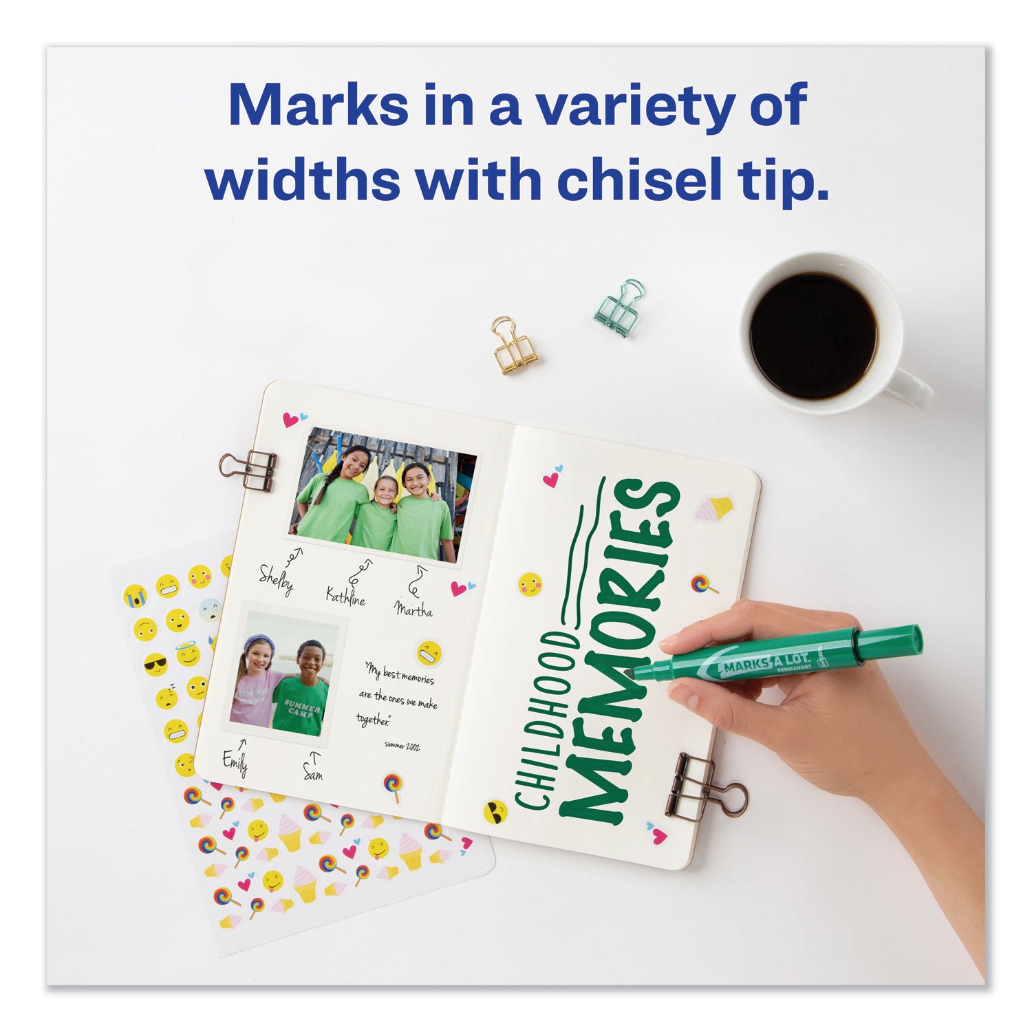 Avery MARKS A LOT Regular Desk-Style Permanent Marker, Broad Chisel Tip, Green, Dozen (7885) (07885)
