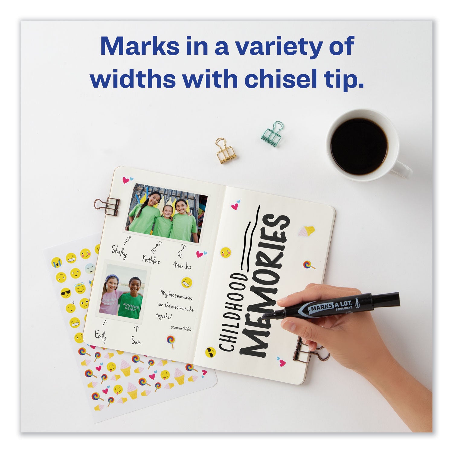 Avery MARKS A LOT Regular Desk-Style Permanent Marker, Broad Chisel Tip, Black, Dozen (7888) (07888)