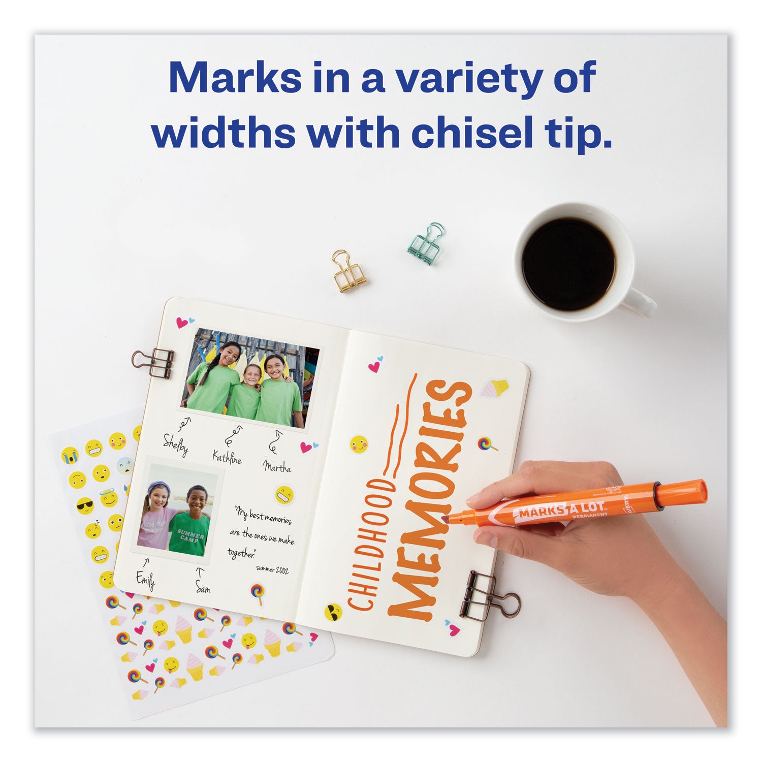 Avery MARKS A LOT Large Desk-Style Permanent Marker, Broad Chisel Tip, Orange, Dozen (8883) (08883)