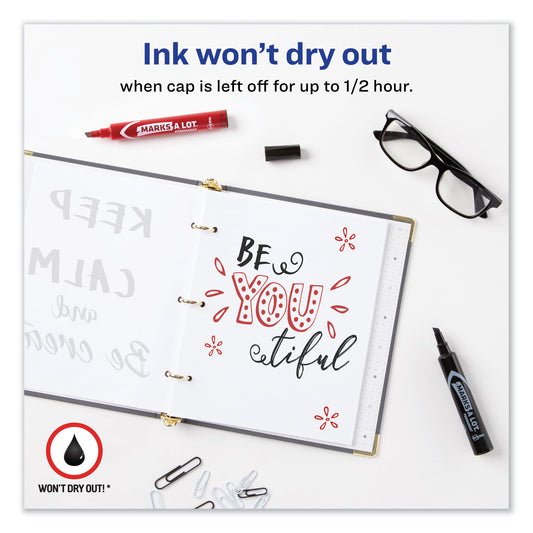 Avery MARKS A LOT Regular Desk-Style Permanent Marker Value Pack, Broad Chisel Tip, Assorted Colors, 24/Pack (98187)