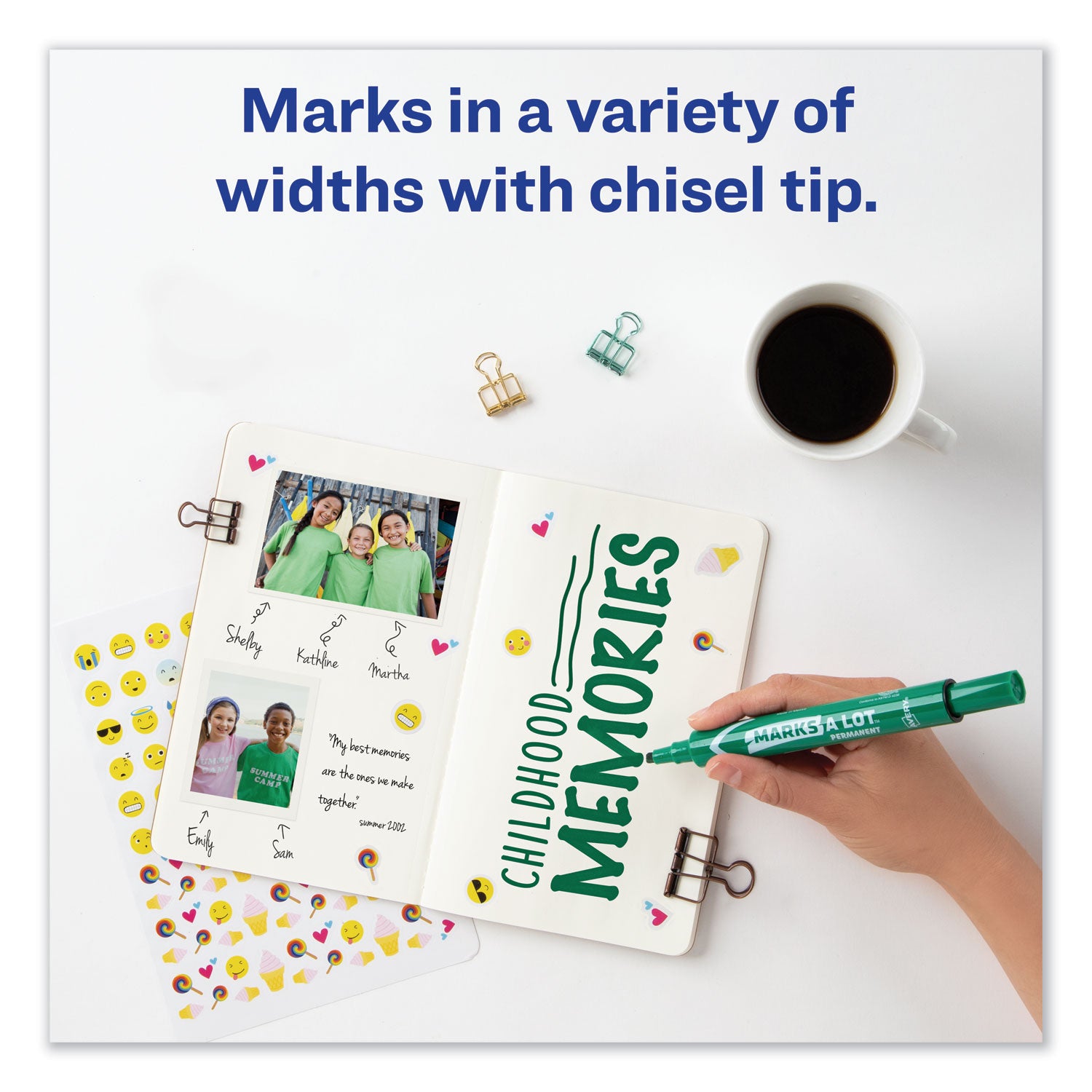 Avery MARKS A LOT Large Desk-Style Permanent Marker, Broad Chisel Tip, Green, Dozen (8885) (08885)