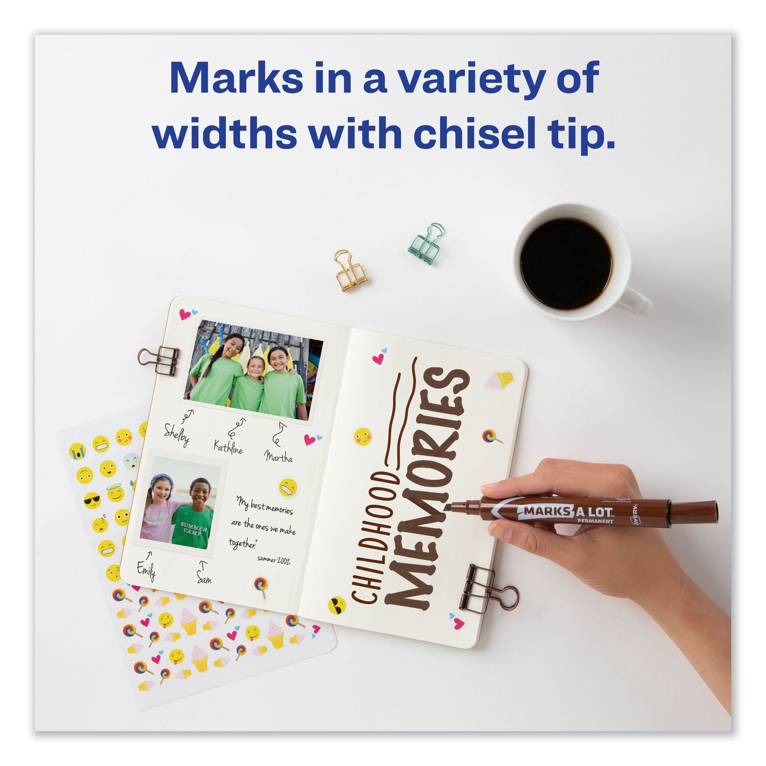 Avery MARKS A LOT Large Desk-Style Permanent Marker, Broad Chisel Tip, Brown, Dozen (8881) (08881)