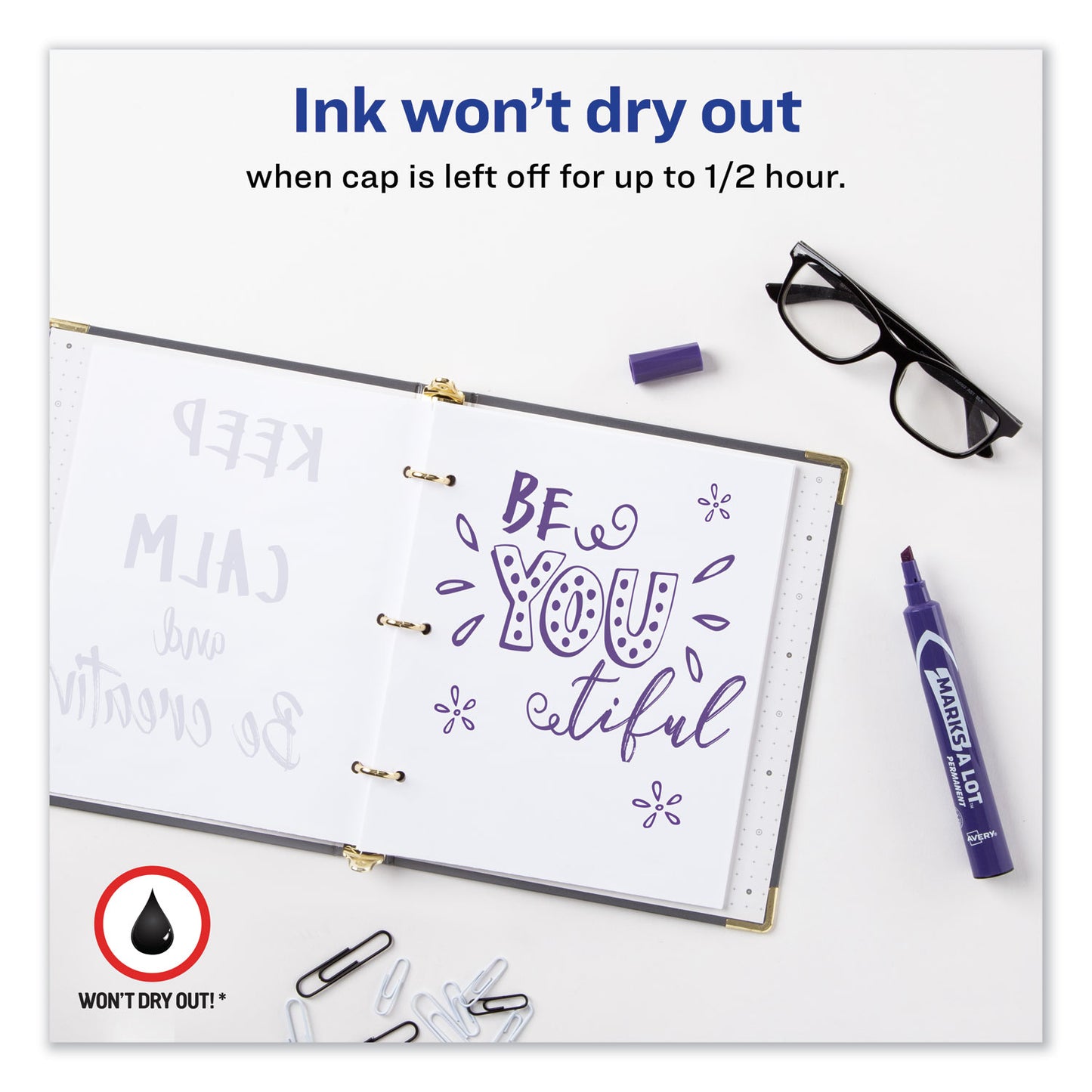Avery MARKS A LOT Large Desk-Style Permanent Marker, Broad Chisel Tip, Purple, Dozen (8884) (08884)