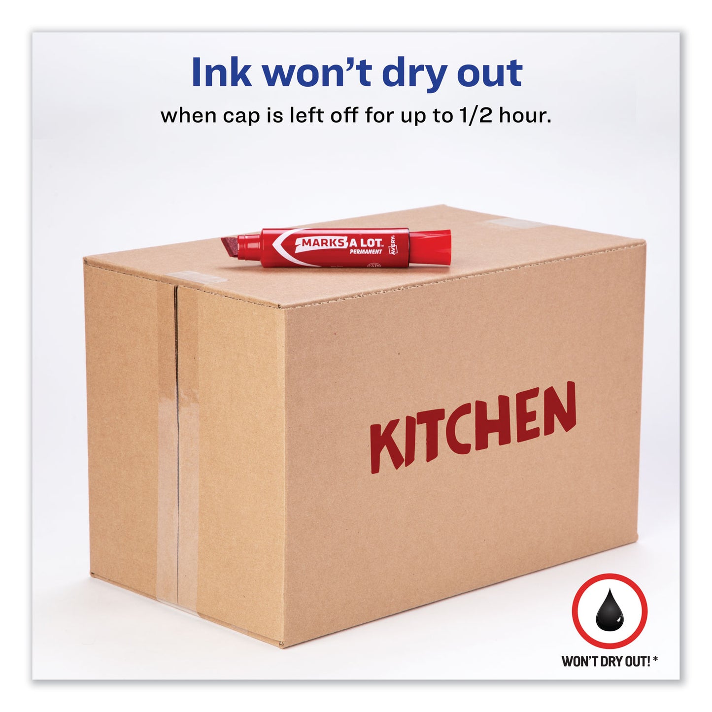 Avery MARKS A LOT Extra-Large Desk-Style Permanent Marker, Extra-Broad Chisel Tip, Red (24147)