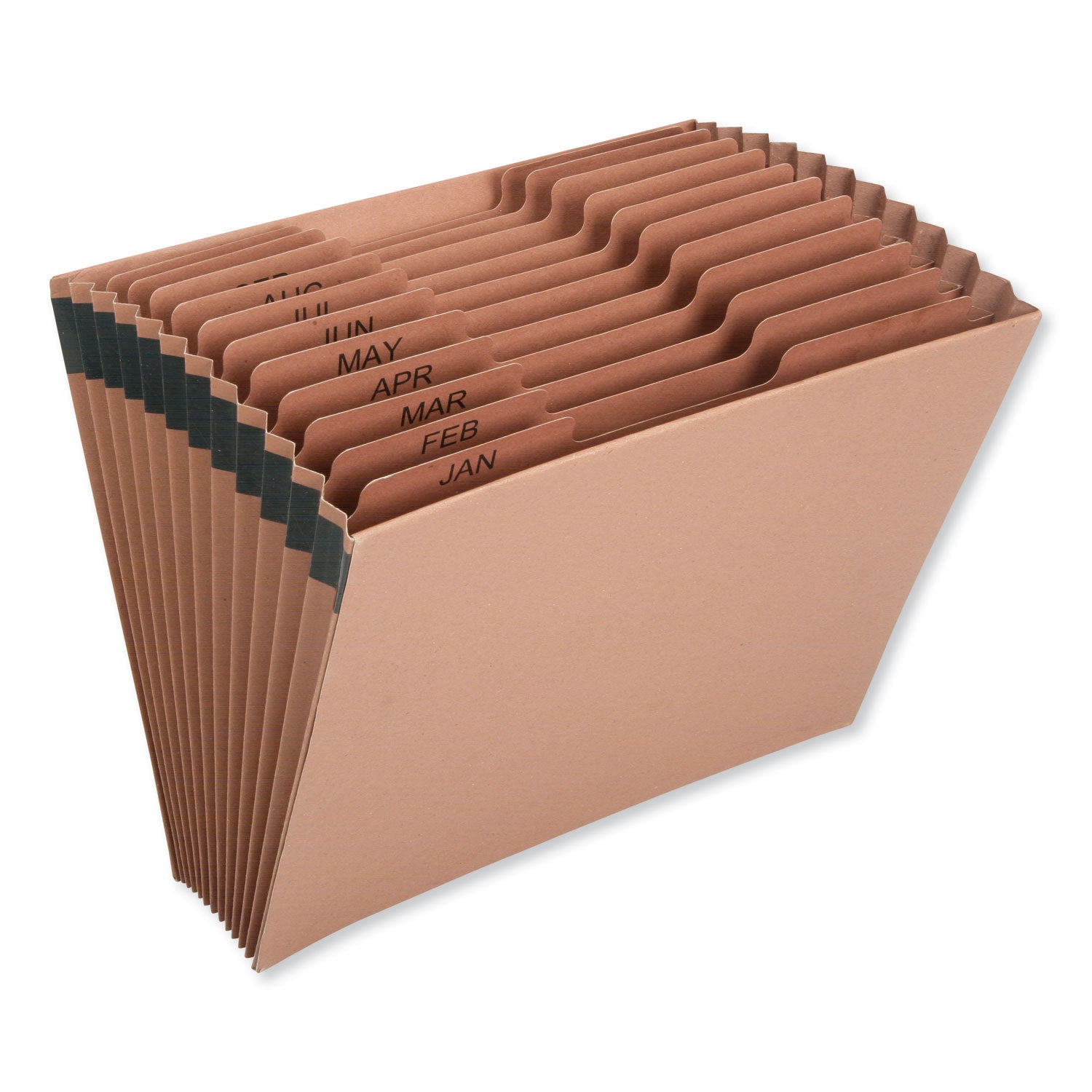 AbilityOne 7530016819290, SKILCRAFT Expanding File, Jan-Dec, 9" Expansion, 12 Sections, 1/12-Cut Tabs, Letter Size, Brown