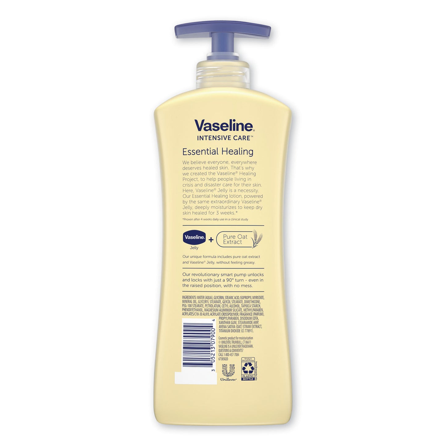 Vaseline Intensive Care Essential Healing Body Lotion, 20.3 oz, Pump Bottle, 4/Carton (07900)