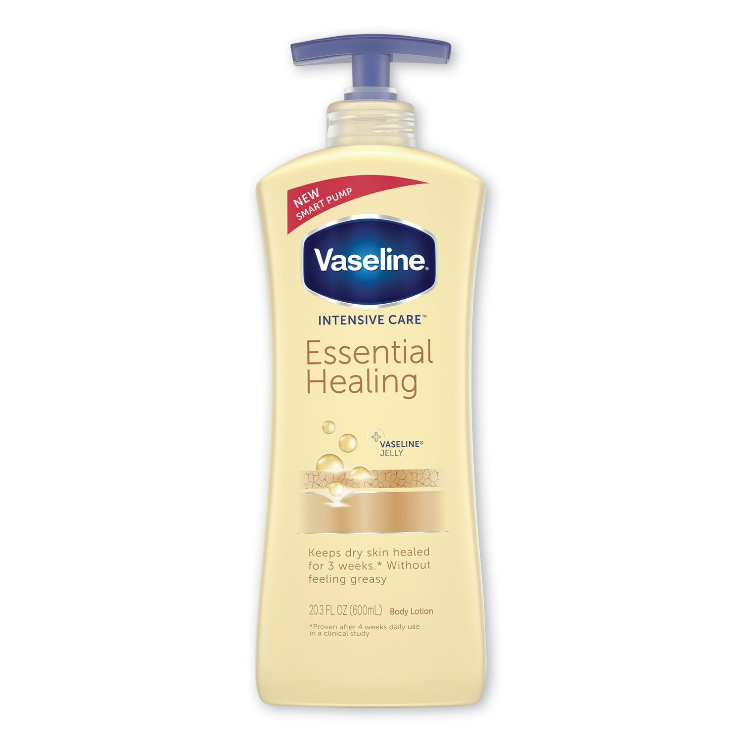 Vaseline Intensive Care Essential Healing Body Lotion, 20.3 oz, Pump Bottle, 4/Carton (07900)