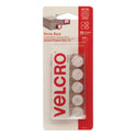 Velcro Sticky-Back Fasteners, Removable Adhesive, 0.63" dia, White, 15/Pack (90070)