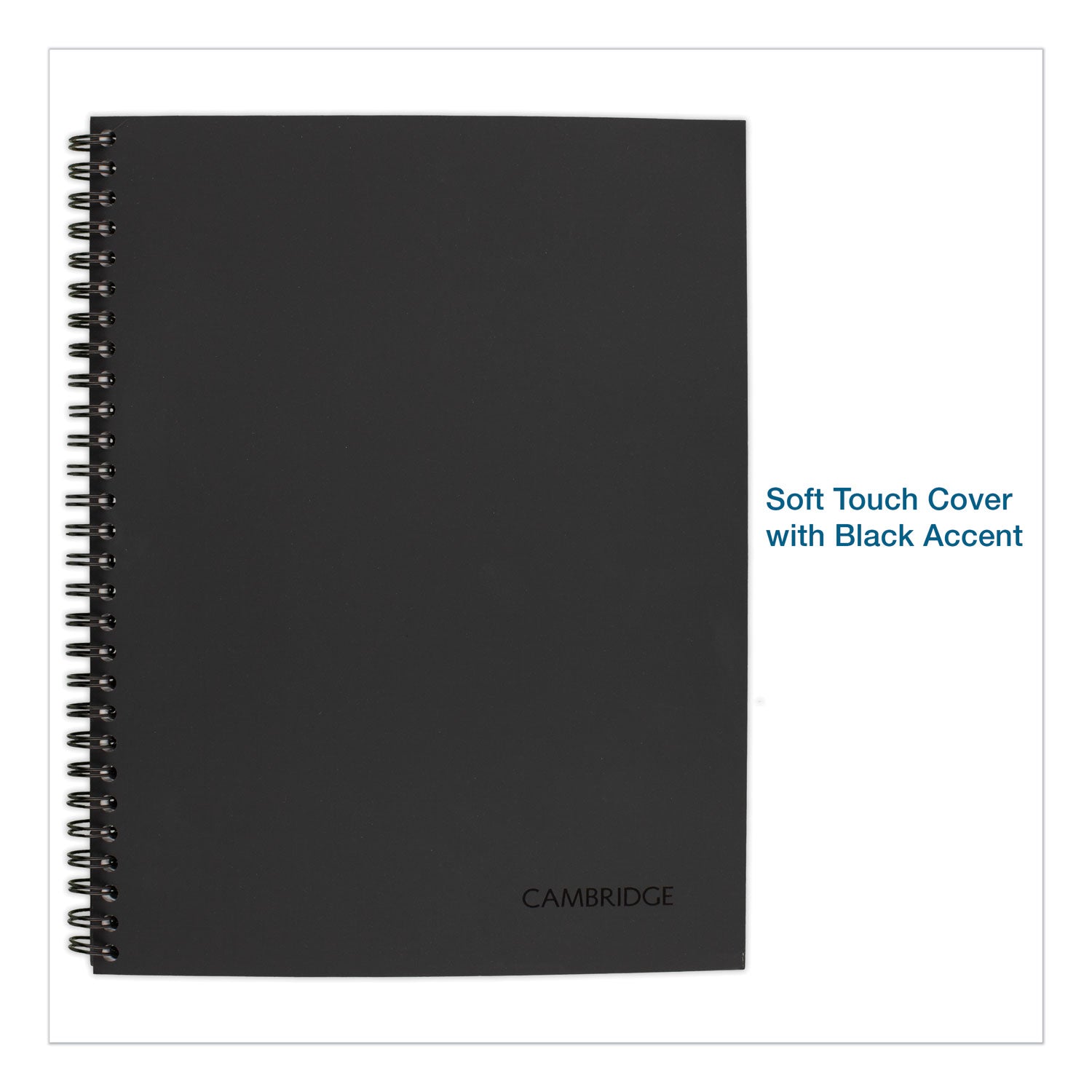 Cambridge Wirebound Business Notebook, 1-Subject, Wide/Legal Rule, Black Linen Cover, (80) 11 x 8.5 Sheets (06062)