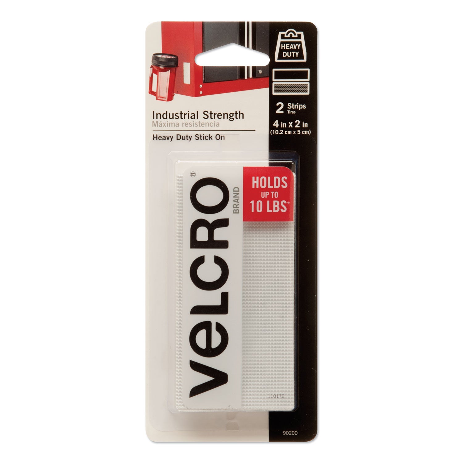 Velcro Industrial-Strength Heavy-Duty Fasteners, 2" x 4", White, 2/Pack (90200)