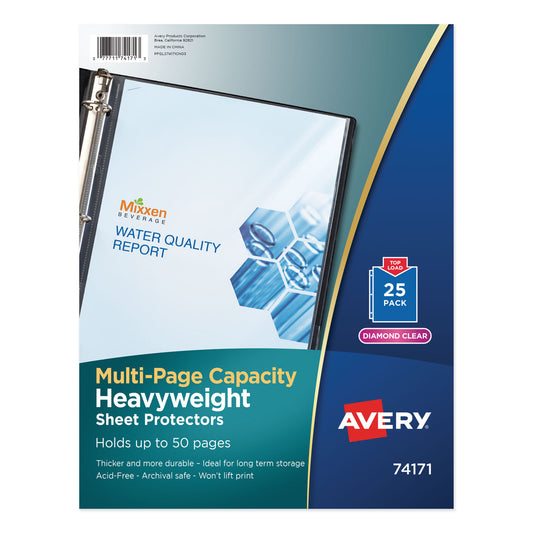 Avery Multi-Page Top-Load Sheet Protectors, Heavy Gauge, Letter, Clear, 25/Pack (74171)