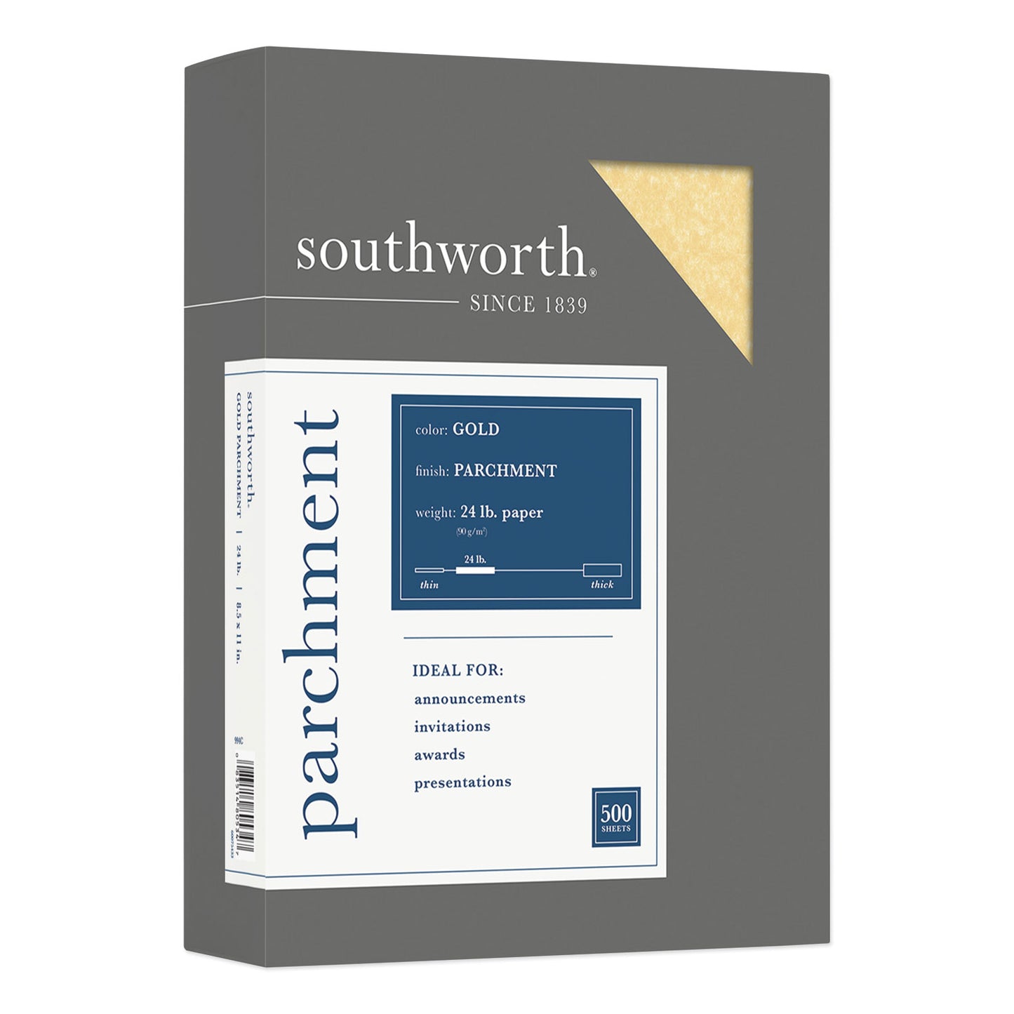 Southworth Parchment Specialty Paper, 24 lb Bond Weight, 8.5 x 11, Gold, 500/Ream (994C)