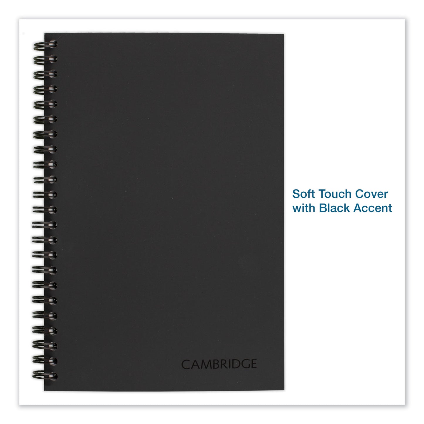 Cambridge Wirebound Business Notebook, 1-Subject, Wide/Legal Rule, Black Linen Cover, (80) 8 x 5 Sheets (06074)