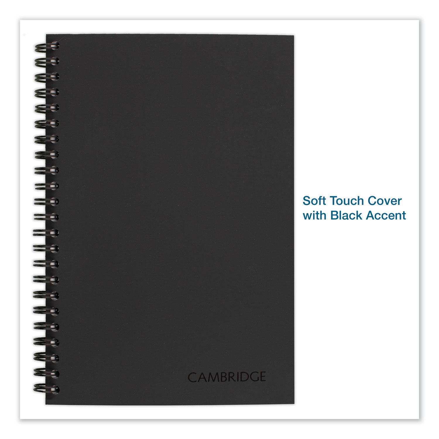 Cambridge Wirebound Business Notebook, 1-Subject, Wide/Legal Rule, Black Linen Cover, (80) 8 x 5 Sheets (06074)