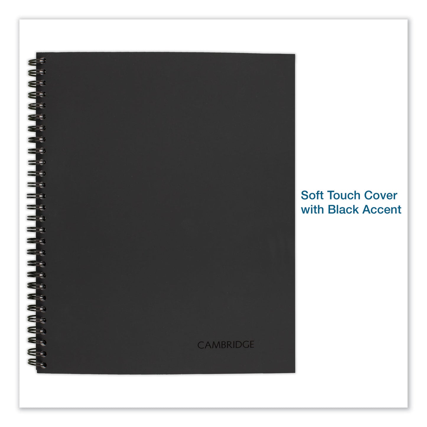 Cambridge Wirebound Business Notebook, 1-Subject, Wide/Legal Rule, Black Linen Cover, (80) 9.5 x 6.63 Sheets (06672)