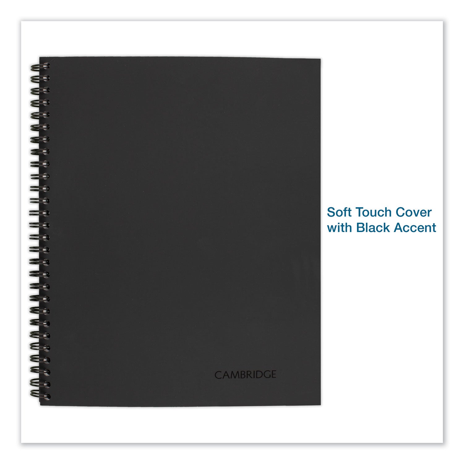 Cambridge Wirebound Business Notebook, 1-Subject, Wide/Legal Rule, Black Linen Cover, (80) 9.5 x 6.63 Sheets (06672)