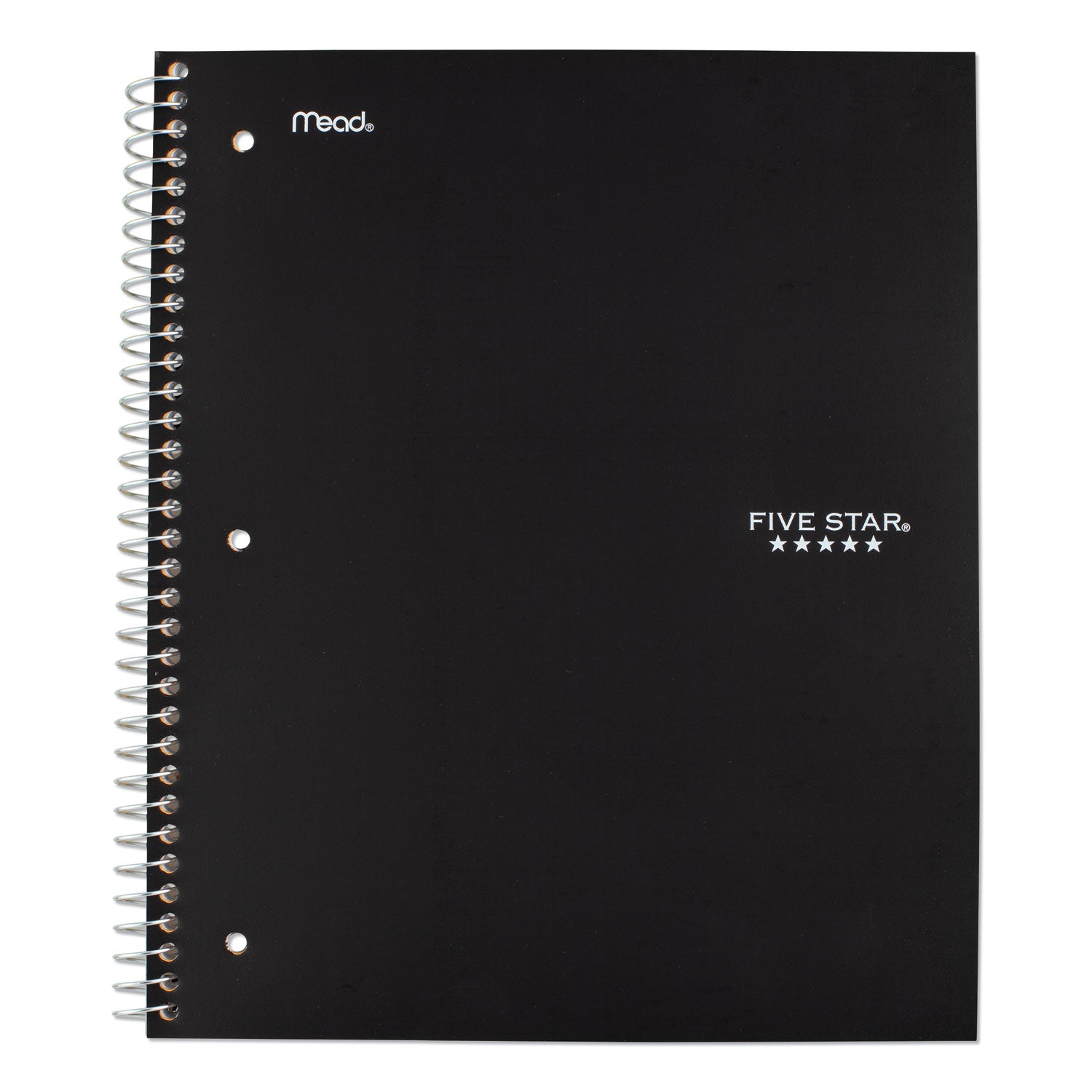 Five Star Wirebound Notebook with Two Pockets, 1-Subject, Medium/College Rule, Black Cover, (100) 11 x 8.5 Sheets (72057)