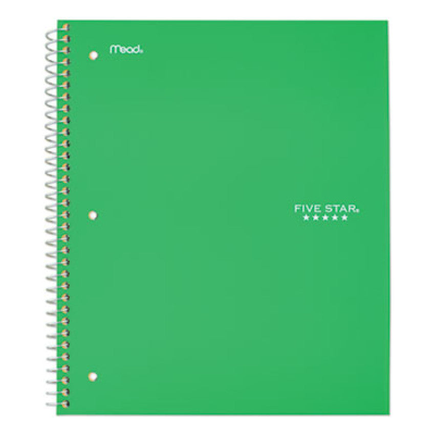 Five Star Wirebound Notebook with Two Pockets, 1-Subject, Medium/College Rule, Green Cover, (100) 11 x 8.5 Sheets (72055)