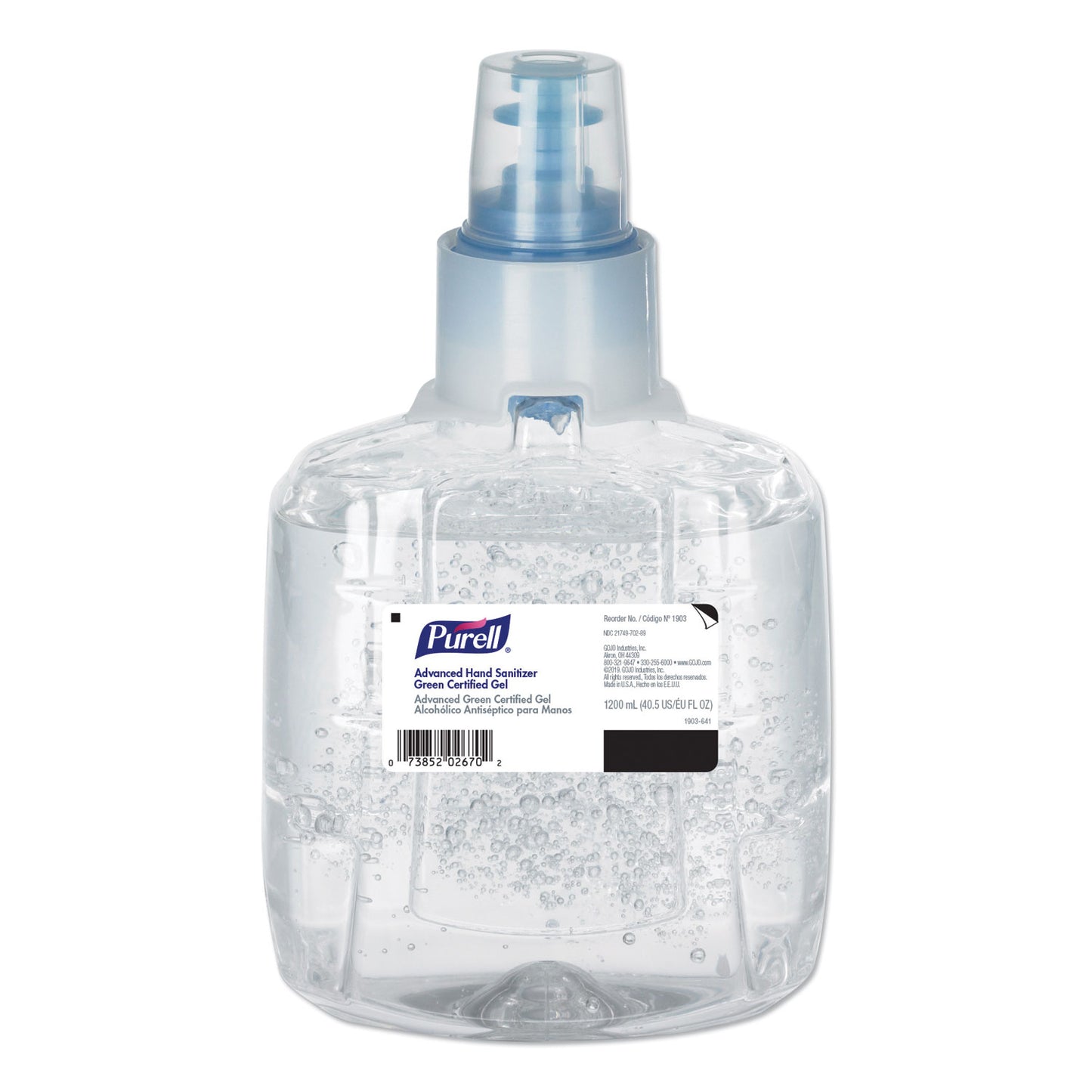 PURELL Advanced Hand Sanitizer Green Certified Gel Refill, For LTX-12 Dispensers, 1,200 mL, Fragrance-Free, 2/Carton (190302CT)