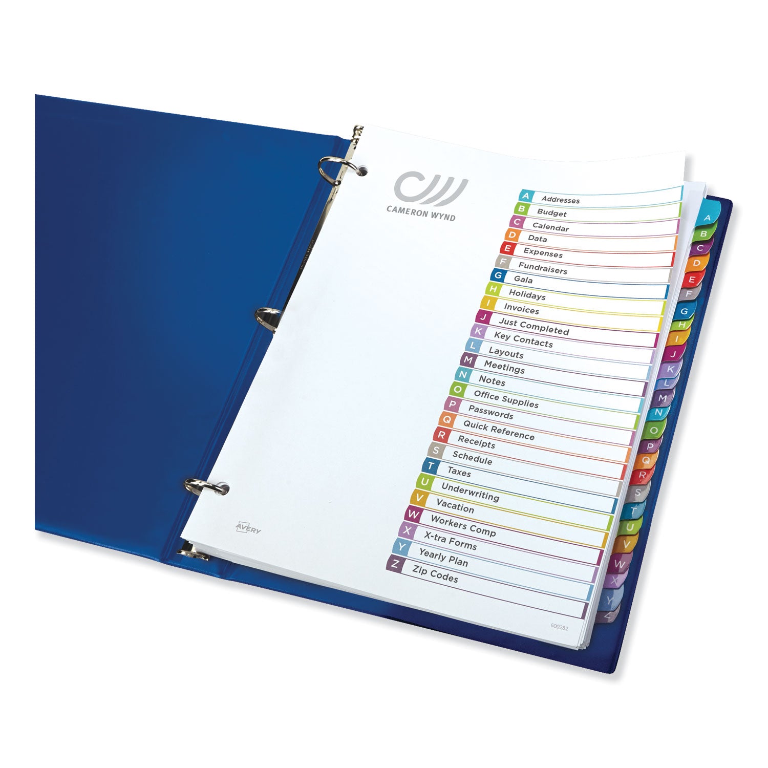 Avery Customizable TOC Ready Index Multicolor Tab Dividers, 26-Tab, A to Z, 11 x 8.5, White, Contemporary Color Tabs, 1 Set (11844)
