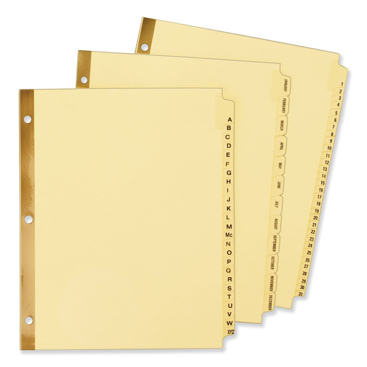 Avery Preprinted Laminated Tab Dividers with Gold Reinforced Binding Edge, 31-Tab, 1 to 31, 11 x 8.5, Buff, 1 Set (11308)