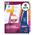 Avery Customizable TOC Ready Index Multicolor Tab Dividers, 5-Tab, 1 to 5, 11 x 8.5, White, Traditional Color Tabs, 6 Sets (11187)