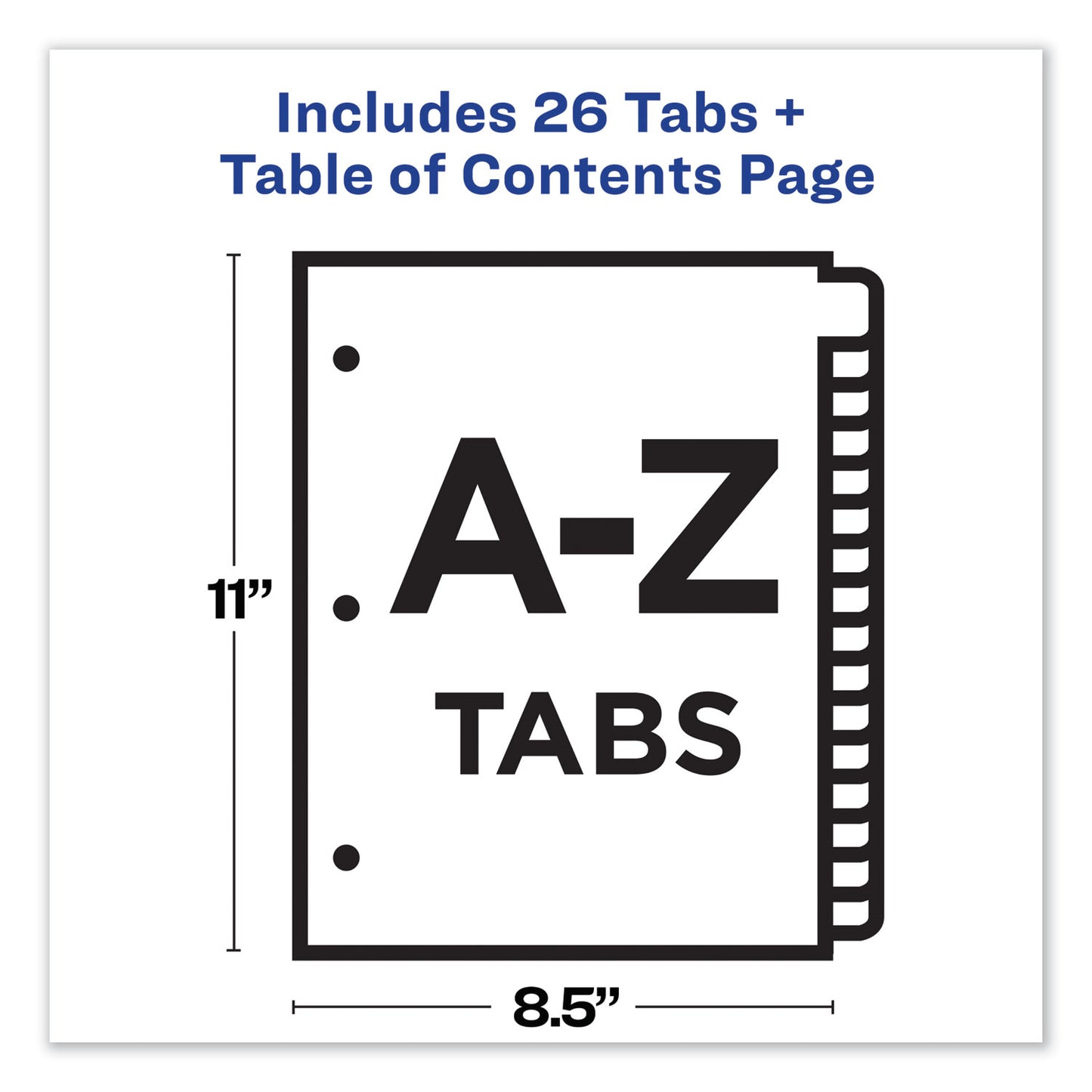 Avery Customizable TOC Ready Index Multicolor Tab Dividers, 26-Tab, A to Z, 11 x 8.5, White, Traditional Color Tabs, 1 Set (11125)