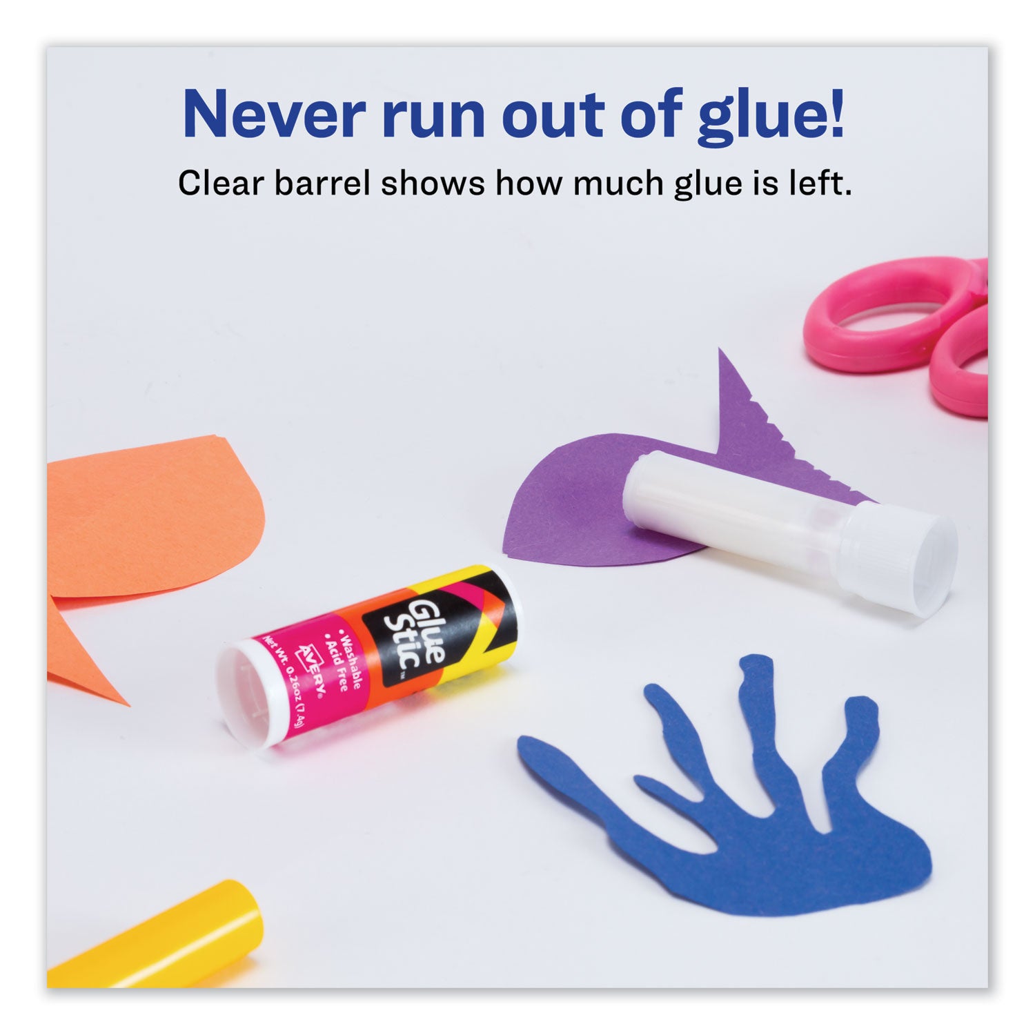 Avery Permanent Glue Stic Value Pack, 0.26 oz, Applies White, Dries Clear, 18/Pack (98089)