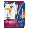 Avery Customizable Table of Contents Ready Index Dividers with Multicolor Tabs, 8-Tab, 1 to 8, 11 x 8.5, Translucent, 1 Set (11817)