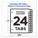 Avery Customizable TOC Ready Index Double Column Multicolor Tab Dividers, 24-Tab, 1 to 24, 11 x 8.5, White, 1 Set (11321)