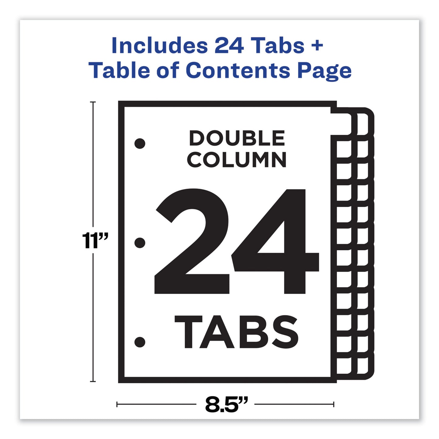 Avery Customizable TOC Ready Index Double Column Multicolor Tab Dividers, 24-Tab, 1 to 24, 11 x 8.5, White, 1 Set (11321)