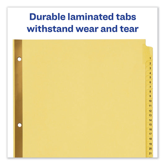 Avery Preprinted Laminated Tab Dividers with Gold Reinforced Binding Edge, 31-Tab, 1 to 31, 11 x 8.5, Buff, 1 Set (11308)