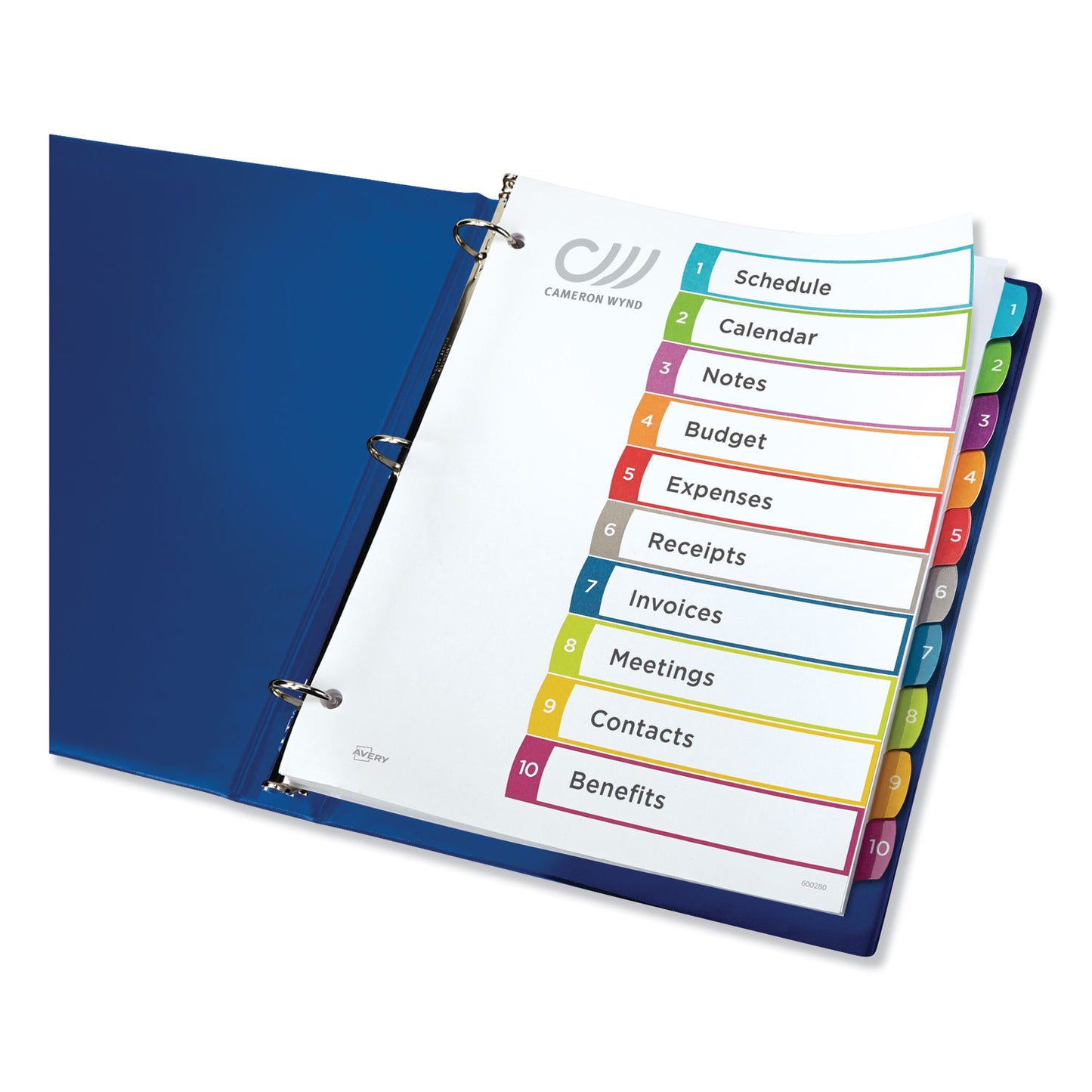 Avery Customizable TOC Ready Index Multicolor Tab Dividers, 10-Tab, 1 to 10, 11 x 8.5, White, Contemporary Color Tabs, 1 Set (11842)