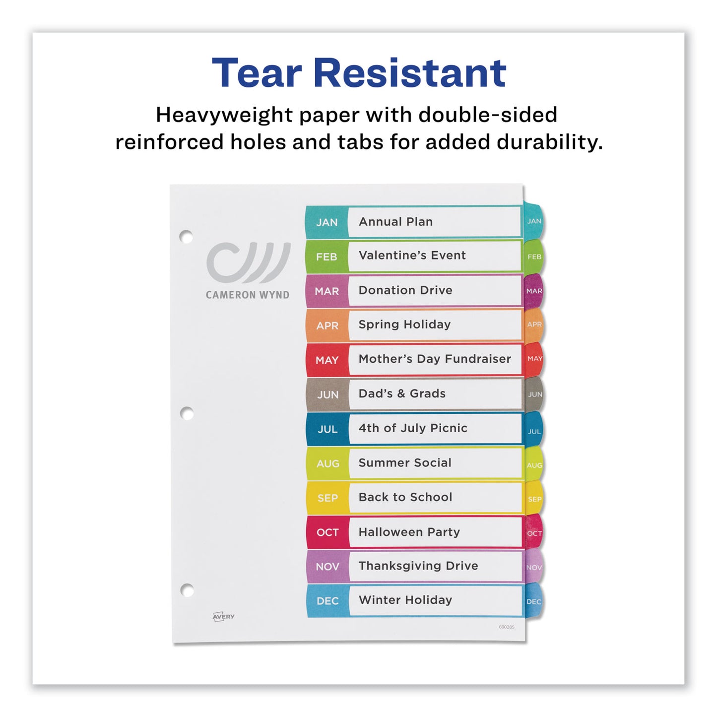 Avery Customizable TOC Ready Index Multicolor Tab Dividers, 12-Tab, Jan. to Dec., 11 x 8.5, White, Contemporary Color Tabs, 1 Set (11847)