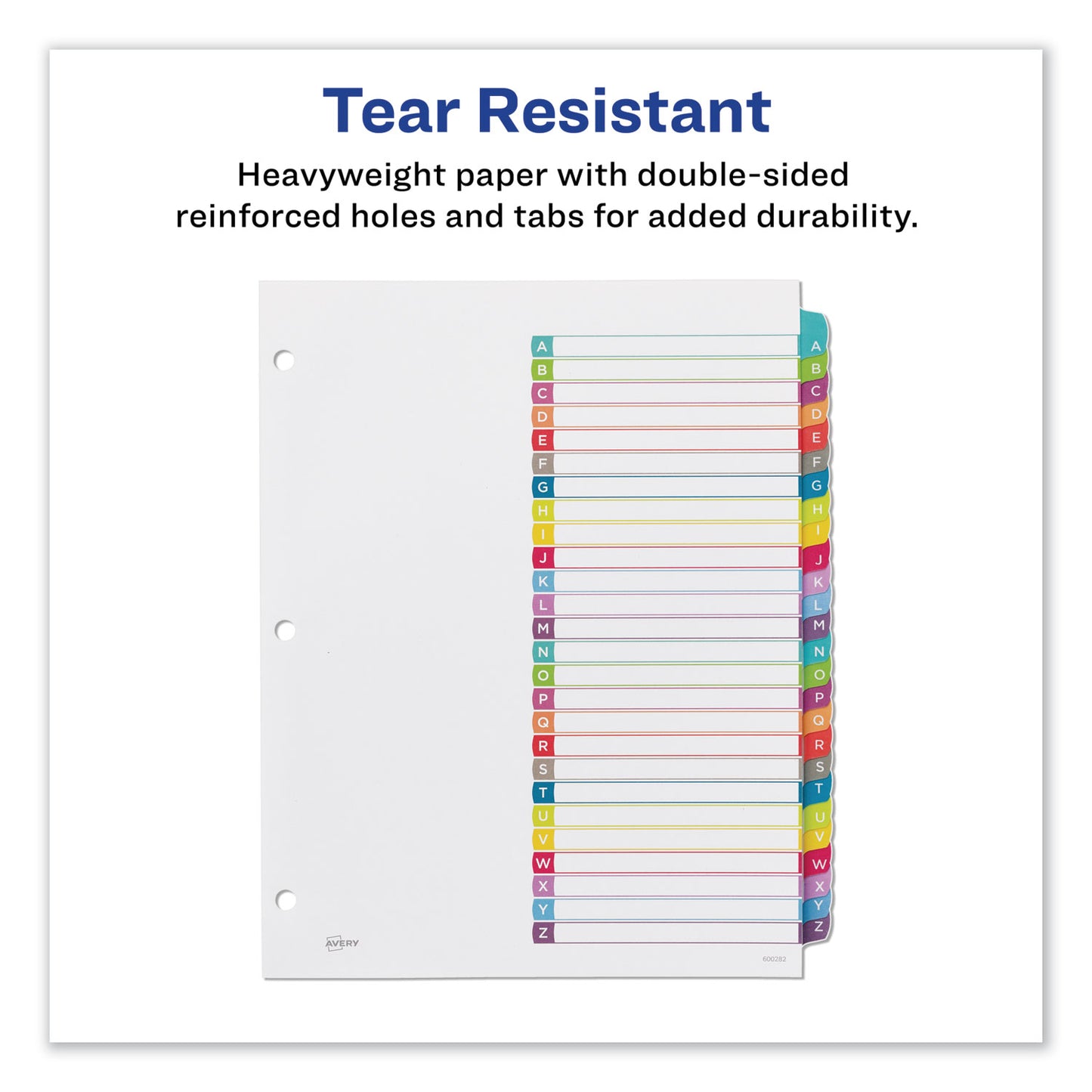 Avery Customizable TOC Ready Index Multicolor Tab Dividers, 26-Tab, A to Z, 11 x 8.5, White, Contemporary Color Tabs, 1 Set (11844)