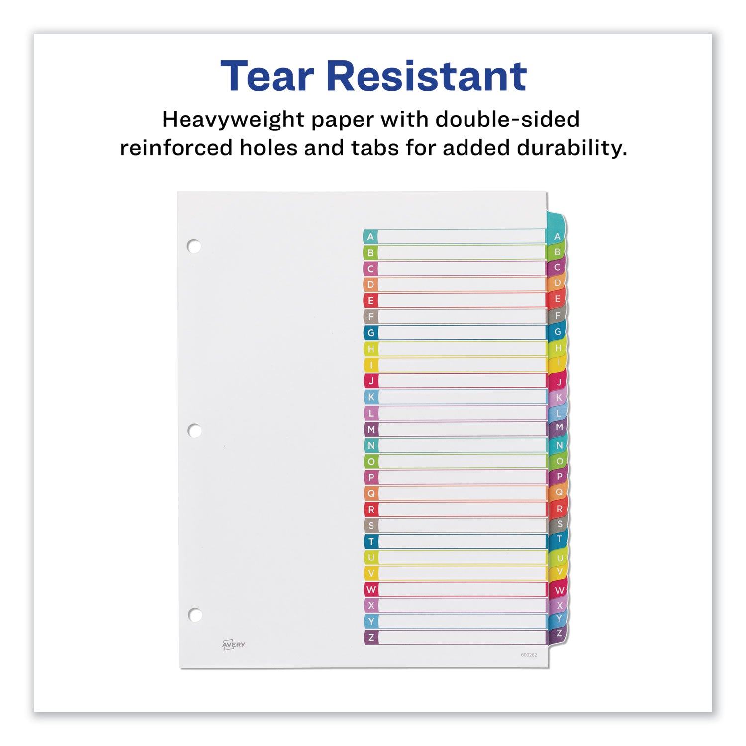 Avery Customizable TOC Ready Index Multicolor Tab Dividers, 26-Tab, A to Z, 11 x 8.5, White, Contemporary Color Tabs, 1 Set (11844)