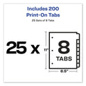 Avery Customizable Print-On Dividers, 3-Hole Punched, 8-Tab, 11 x 8.5, White, 25 Sets (11554)