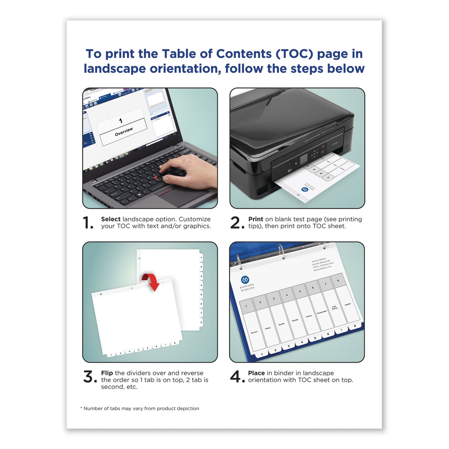 Avery Customizable TOC Ready Index Black and White Dividers, 5-Tab, 1 to 5, 11 x 8.5, 1 Set (11130)