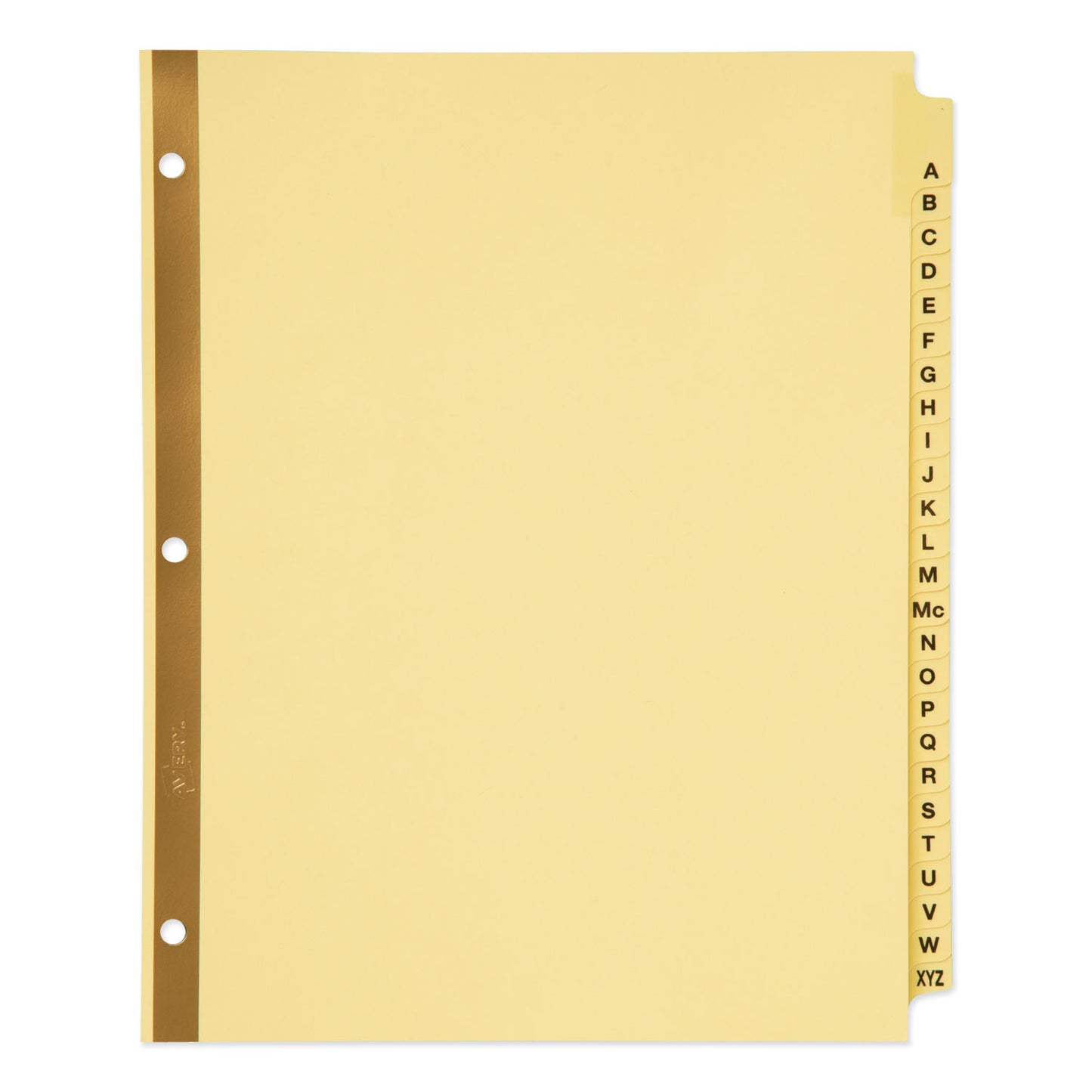 Avery Preprinted Laminated Tab Dividers with Gold Reinforced Binding Edge, 25-Tab, A to Z, 11 x 8.5, Buff, 1 Set (11306)