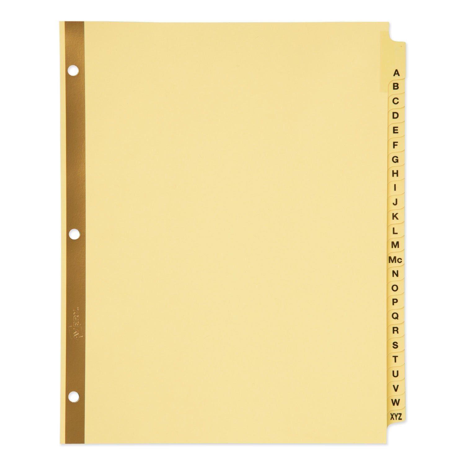 Avery Preprinted Laminated Tab Dividers with Gold Reinforced Binding Edge, 25-Tab, A to Z, 11 x 8.5, Buff, 1 Set (11306)