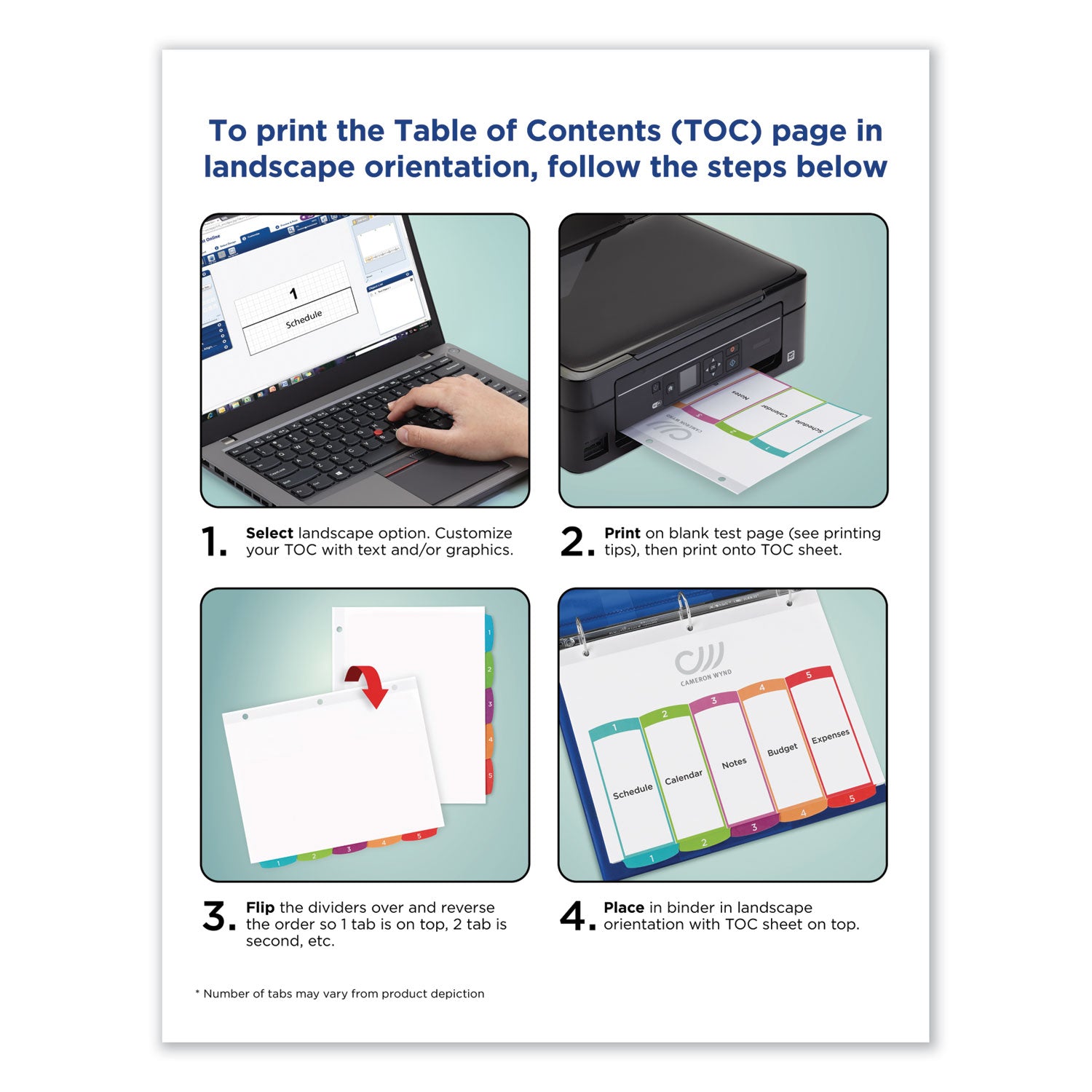 Avery Customizable TOC Ready Index Multicolor Tab Dividers, 12-Tab, Jan. to Dec., 11 x 8.5, White, Contemporary Color Tabs, 1 Set (11847)