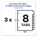 Avery Customizable Table of Contents Ready Index Dividers with Multicolor Tabs, 8-Tab, 1 to 8, 11 x 8.5, White, 3 Sets (11081)